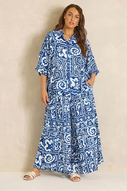  EVANS Curve Blue Abstract Print Set