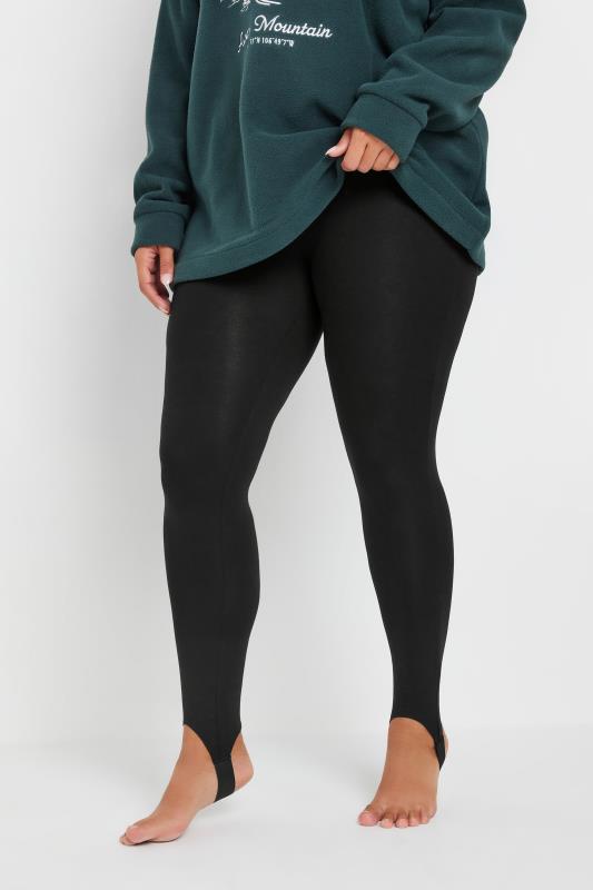 Plus Size Black Stretch Stirrup Leggings | Yours Clothing 1