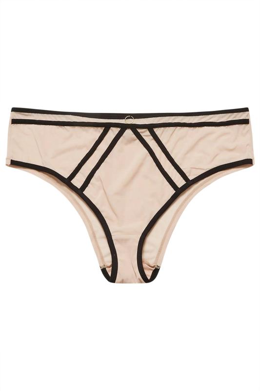 YOURS Curve Nude Strap Detail Mid Rise Brazilian Knickers | Yours Clothing  6