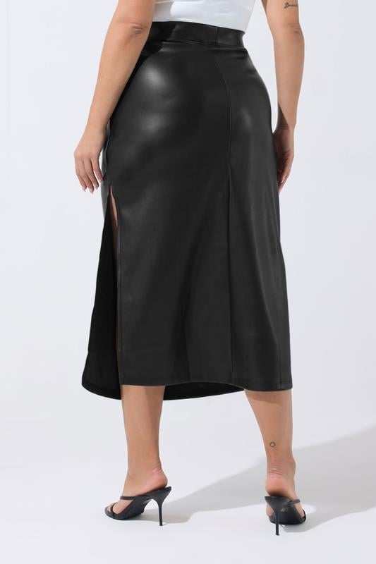 LIMITED COLLECTION Plus Size Black Faux Leather Maxi Skirt | Yours Clothing 2