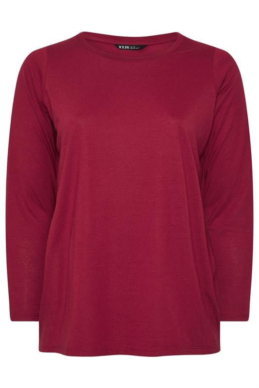 YOURS Plus Size Red Long Sleeve Core T-Shirt | Yours Clothing 5