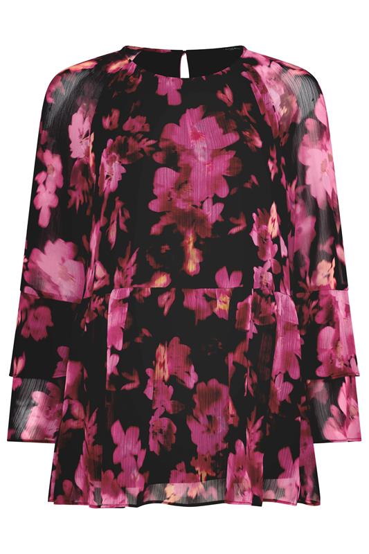 STAR Black Floral Frill Sleeve Blouse | StarByJM 1