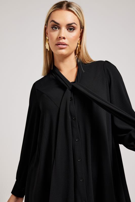 YOURS LONDON Plus Size Black Tie Neck Blouse | Yours Clothing 4