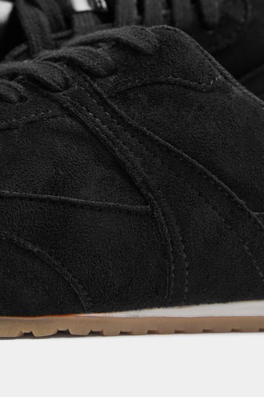 Black Slim Sole Trainers In Wide E Fit | Yours Clothing 5
