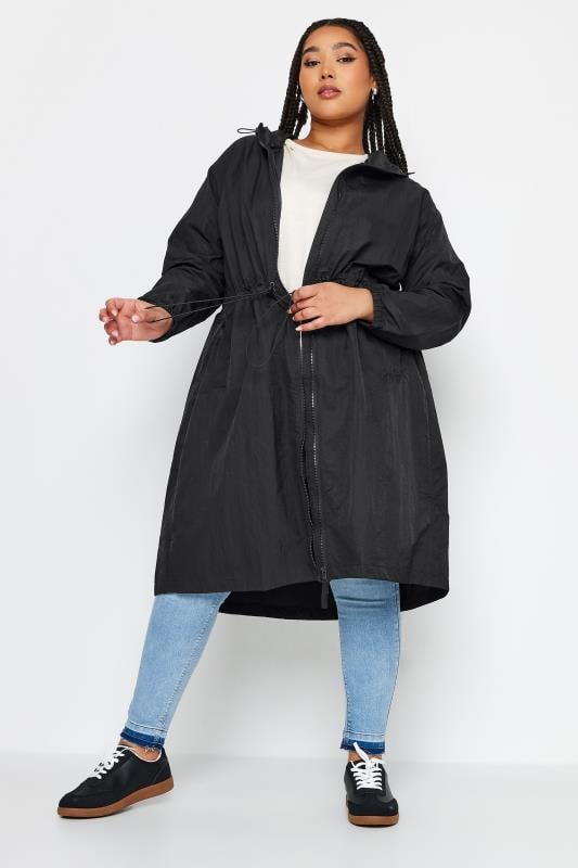 Plus Size  YOURS Curve Black Lightweight Longline Parka Jacket