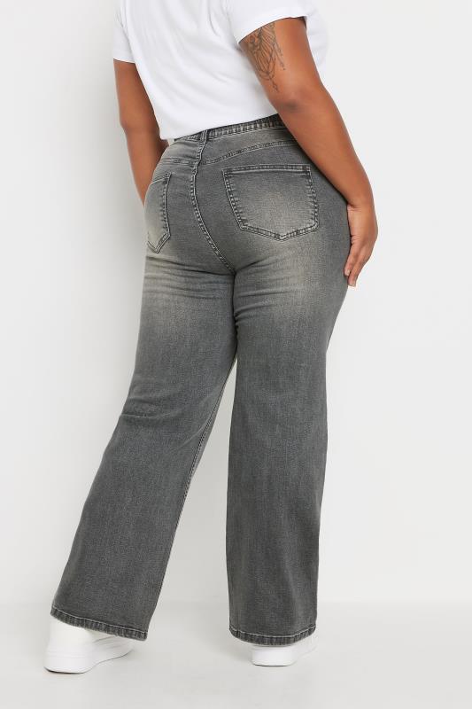 YOURS Plus Size Grey Wide Leg Denim Jeans | Yours Clothing  4