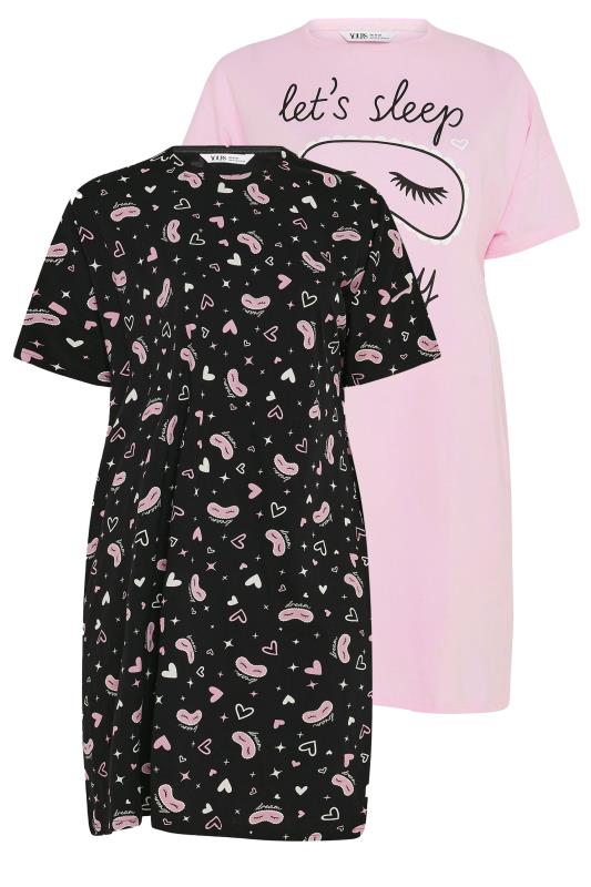 YOURS Plus Size 2 Pack Pink Eyemask Print Nightdress | Yours Clothing 6