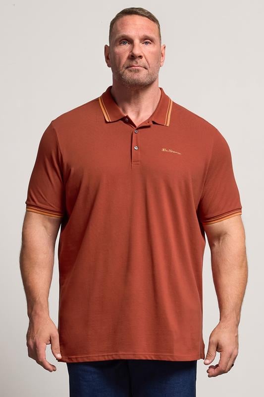  Ben Sherman Big & Tall Burnt Orange Signature Pique Polo Shirt