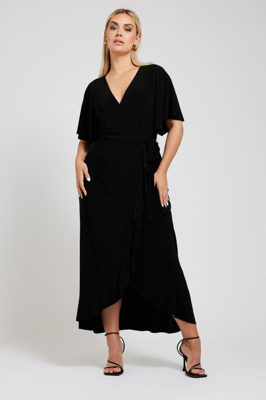 YOURS LONDON Plus Size Black Ruffle Hem Maxi Dress | Yours Clothing 2