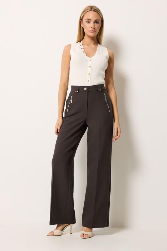 STAR Chocolate Brown Tailored Wide Leg Trousers