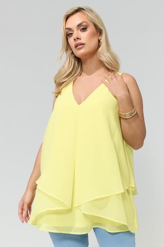  YOURS LONDON Curve Yellow Layered Blouse