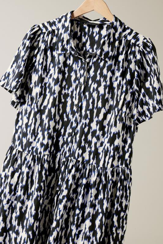 EVANS Plus Size Navy Blue Abstract Print Midi Shirt Dress | Evans  8