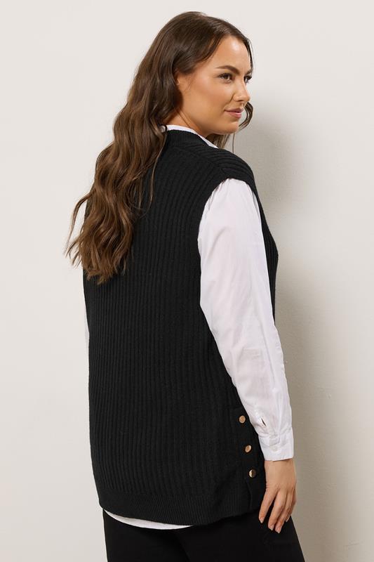 EVANS Plus Size Black Button Detail Knitted Vest | Evans  4