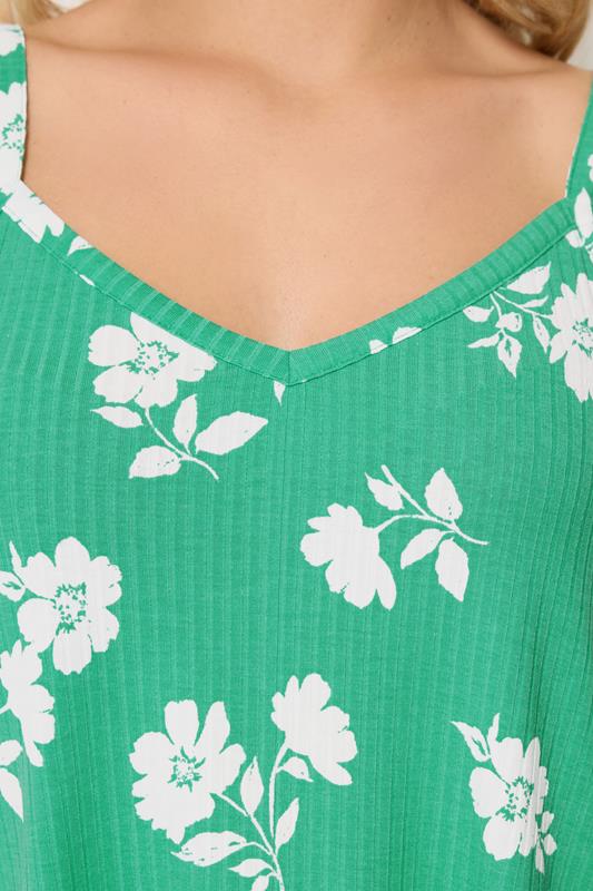 YOURS Plus Size Green Floral Swing Vest Top | Yours Clothing 4