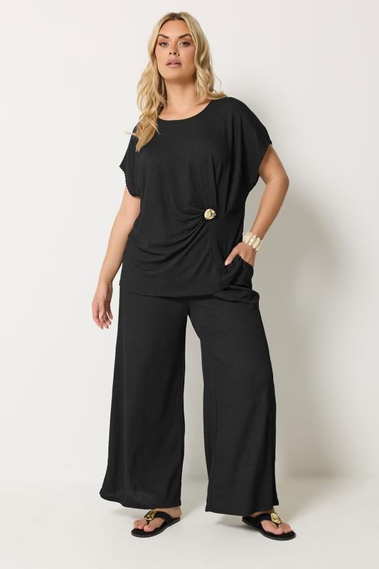  YOURS Curve Black Grown On Sleeve Top