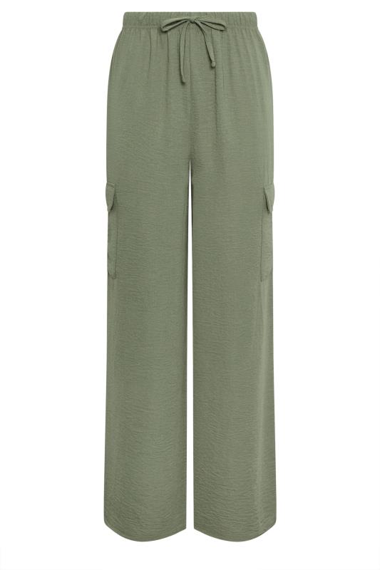 LTS Tall Women's Khaki Green Cargo Crepe Wide Leg Trousers | Long Tall Sally 6