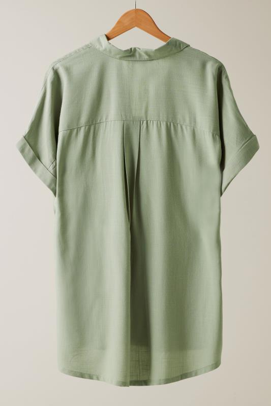 EVANS Plus Size Khaki Green Dipped Hem Shirt | Evans  6