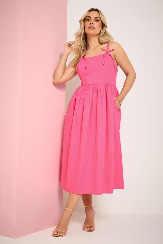  YOURS Curve Pink Poplin Midi Dress