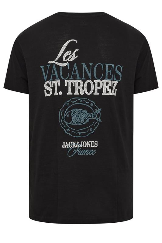 JACK & JONES Big & Tall Black 'St. Tropez' Print Tee | BadRhino 5