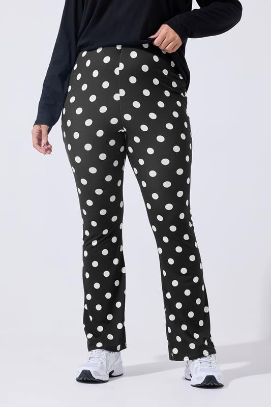 LIMITED COLLECTION Plus Size Black Polka Dot Flared Trousers | Yours Clothing 2