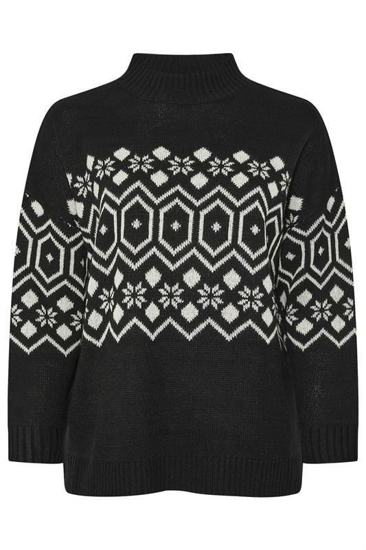 YOURS Plus Size Black Fairisle Knitted Jumper | Yours Clothing 6