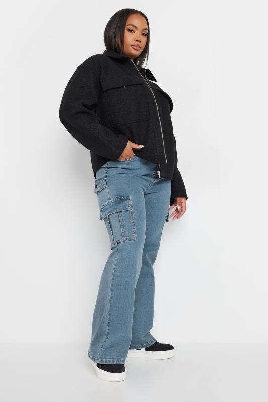 YOURS Plus Size Mid Blue Wide Leg Cargo Jeans | Yours Clothing  4