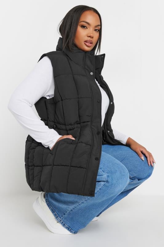 YOURS Plus Size Black Quilted Lightweight Gilet | Yours Clothing 1