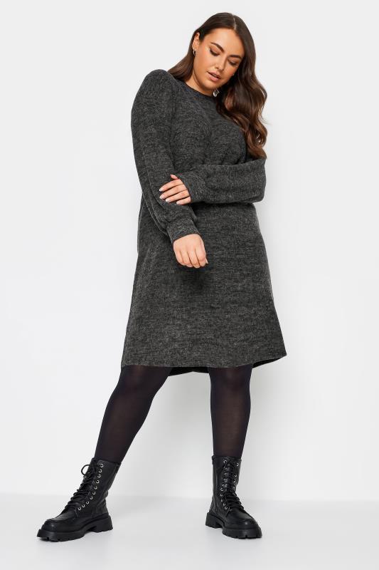 Plus Size  YOURS Curve Charcoal Grey Soft Touch Jumper Dress