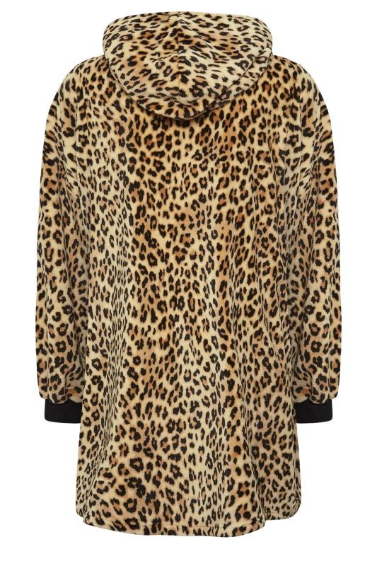 YOURS Plus Size Brown Leopard Print Snuggle Hoodie | Yours Clothing 8