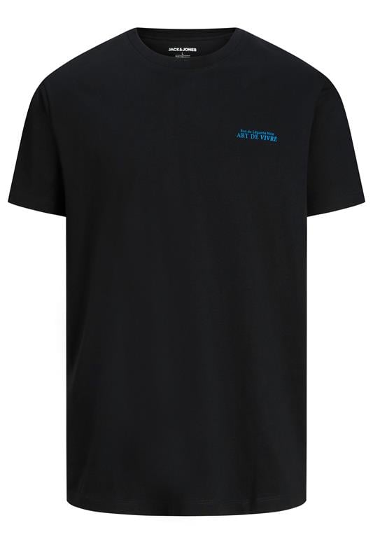 JACK & JONES Big & Tall Black 'Art De Vivre' T-Shirt | BadRhino  1