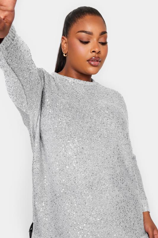 YOURS Plus Size Silver Sequin Embellished Jumper | Yours Clothing 5