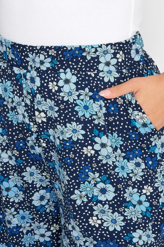 YOURS Plus Size Blue Floral Print Shorts | Yours Clothing 4