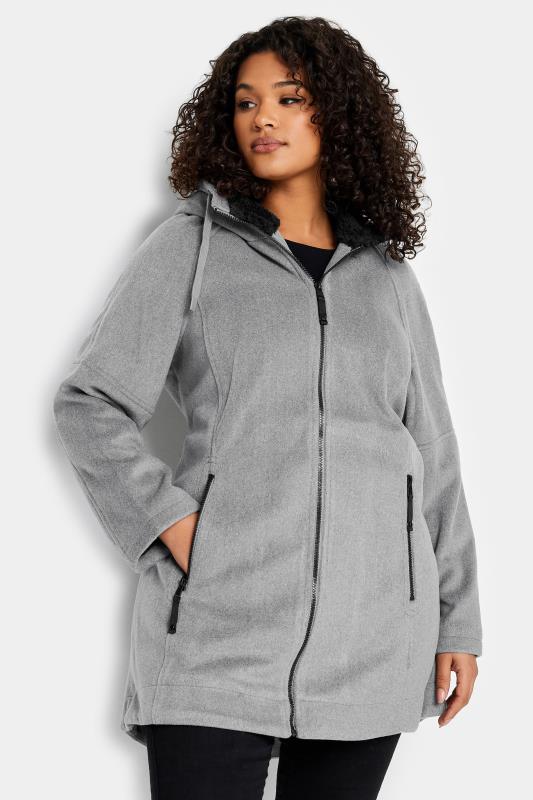 Grey Faux Wool Hood Coat 1