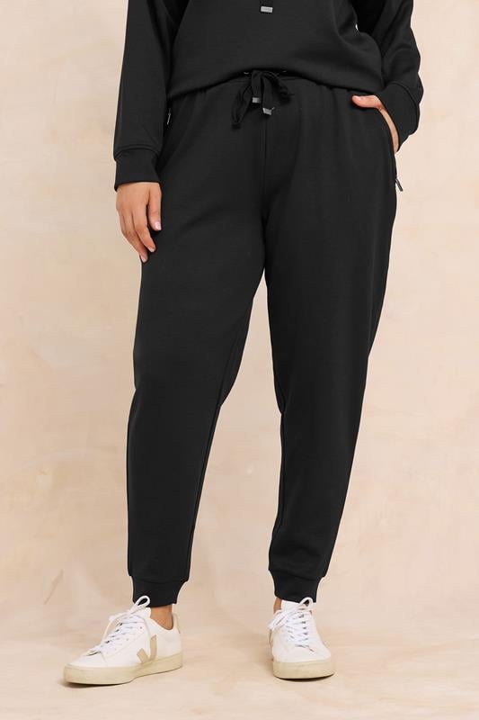 Plus Size  EVANS Curve Black Luxe Zip Pocket Joggers