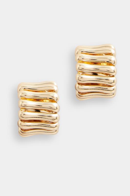 Gold Tone Chunky Layered Hoop Earrings 2