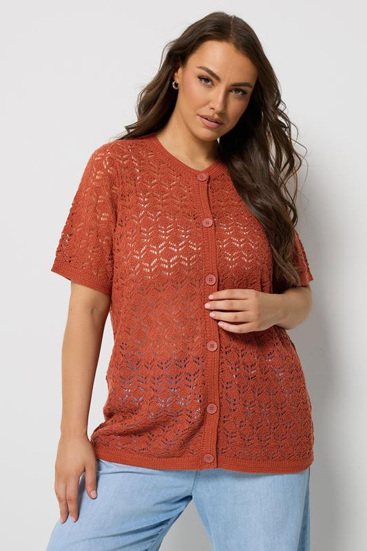  YOURS Curve Burnt Orange Button Through Cardigan