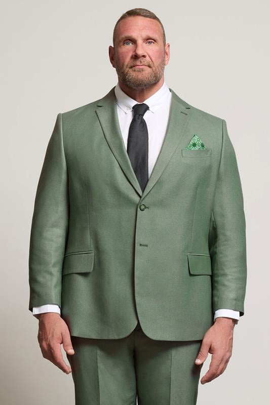 BadRhino Tailoring Big & Tall Green Textured Suit Jacket