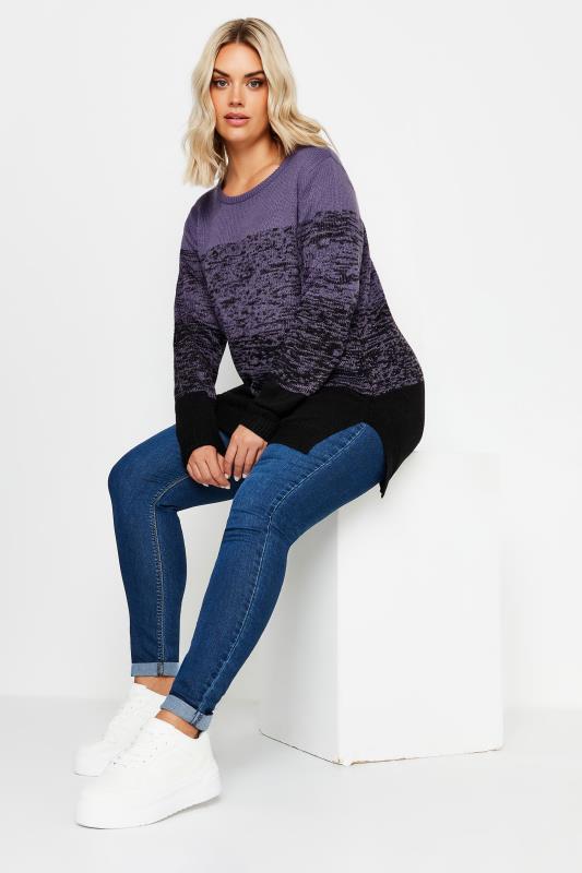 YOURS Curve Purple Colourblock Jumper | Yours Clothing 3