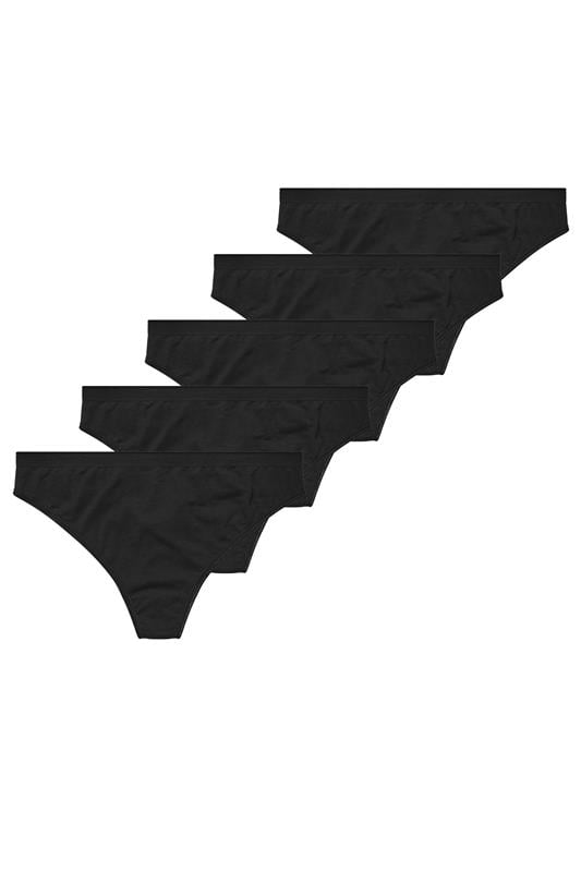 YOURSET 5 PACK Plus Size Black Candy Cane Thongs | Yours Clothing 1