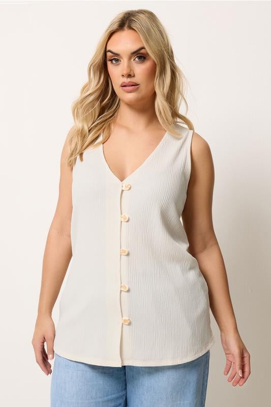 YOURS Curve Ivory White Textured Waistcoat