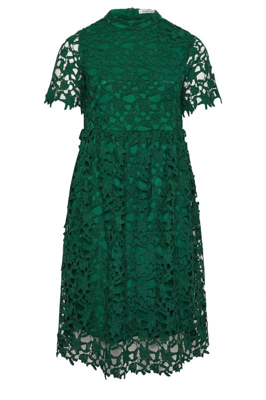 Yours Plus Size Emerald Green Lace Crochet Midi Dress 6