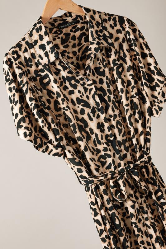 EVANS Plus Size Brown Leopard Print Midi Shirt Dress | Evans 7