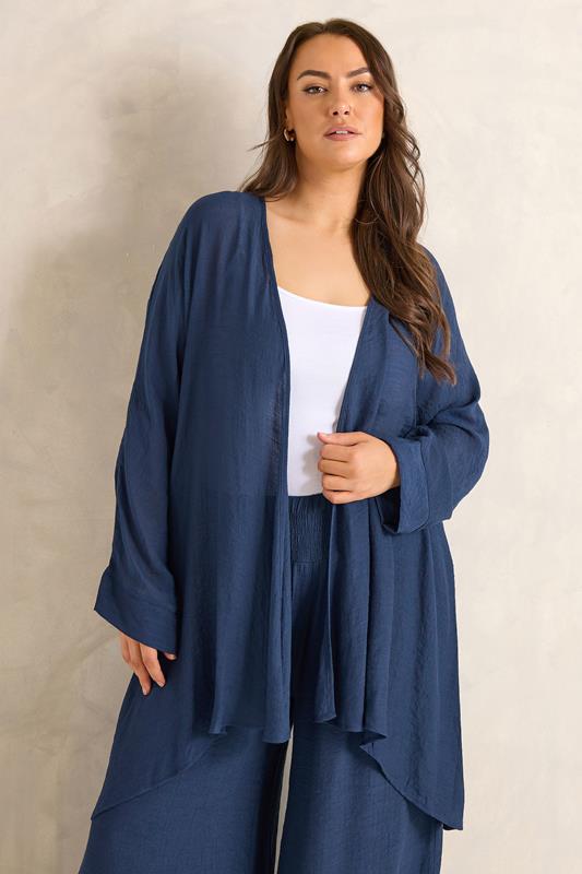  EVANS Curve Navy Blue Longline Cover-Up Cardigan