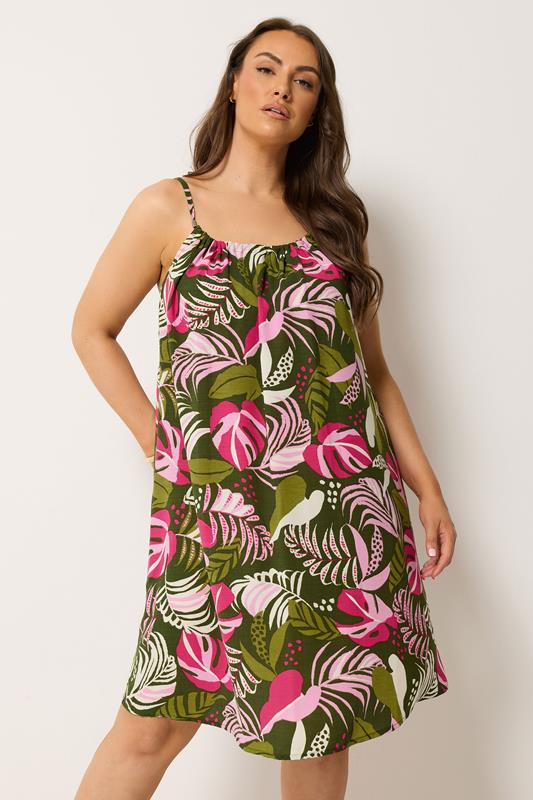  YOURS Curve Green Tropical Swing Dress