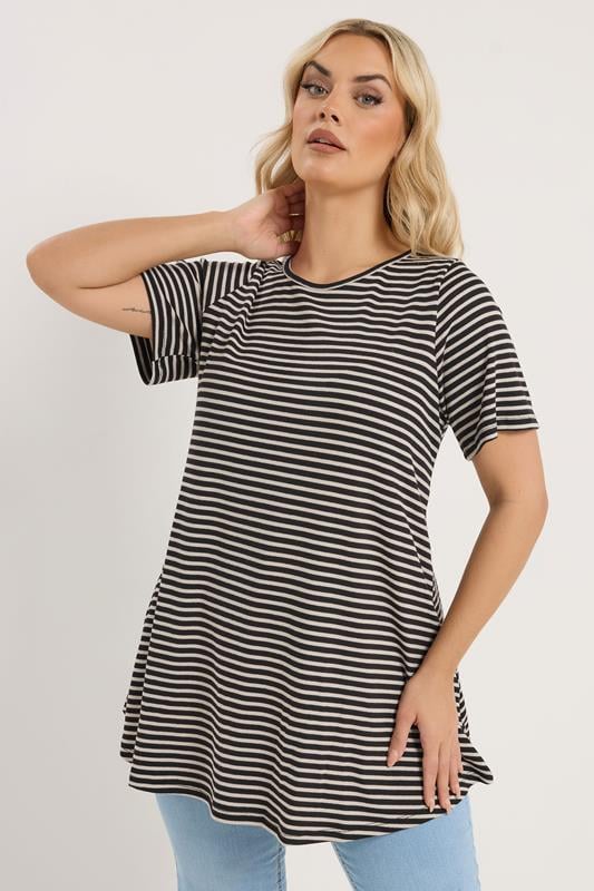  YOURS Curve Black Stripe Swing Top