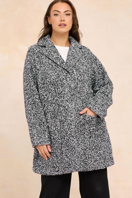 Plus Size  EVANS Curve Grey Boucle Formal Coat