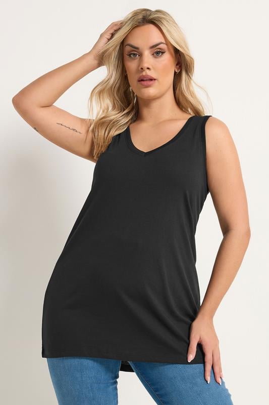  YOURS Curve Black V-Neck Core Vest Top