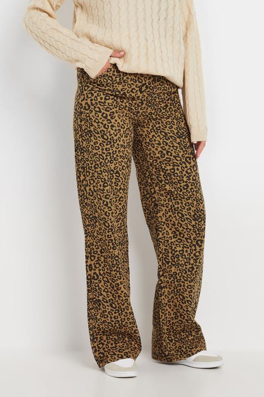 LTS Natural Brown Leopard Print Wide Leg Jeans | Long Tall Sally 3