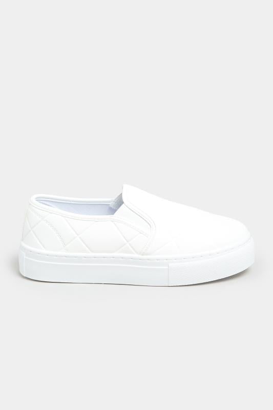 White Quilted Slip-On Trainers In Extra Wide Fit 2