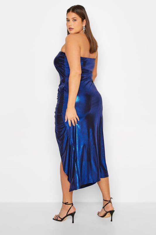 LTS Tall Women's Blue Two Tone Metallic Midi Dress | Long Tall Sally 3